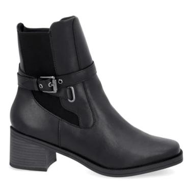 Imagem de Bota Usaflex Feminina Em Couro Salto Bloco Tira Enfeite Preto Al3003001 33