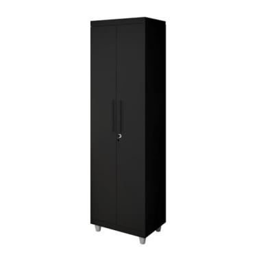 Imagem de Armário Multiuso 2 Portas Com Fechadura Organizador Com Prateleiras - LH Móveis (Preto)