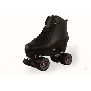 Imagem de Patins para mulheres e homens, patins clássicos, fileira dupla, 4 rodas, couro PU, patins quadriláteros, para adolescentes, adultos, 41