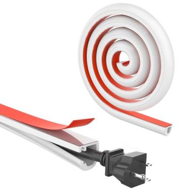 Imagem de UOMTFAI Escondedor de cabo de parede 99 cm, capa de cabo autoadesivo para fios, capa de fio flexível para gerenciamento de cabos L0,59 A 0,99 cm Branco