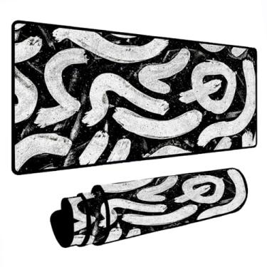 Imagem de Novo Mouse Pad Gamer Deskpad Speed Extra Grande Borda Costurada Profissional Varios Tamanhos - Micro Preto Branco (70x35)