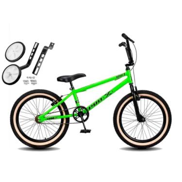Imagem de Bicicleta Aro 20 BMX PRO X S1 Pneus Faixa Bege V-Brake e Rodinhas,Verde Preto