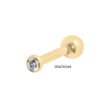 Imagem de Piercing Ponto De Luz 1,9mm Cartilagem Tragus Helix Haste 6mm Ouro 18K