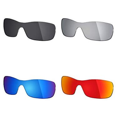 Imagem de Lentes de substituição polarizadas MRYok 4 pares para óculos de sol Oakley Batwolf – preto discreto/vermelho fogo/azul gelo/titânio prata