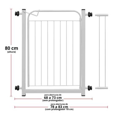 Imagem de Portão Portãozinho 69cm Pet Portátil Dobrável Branco