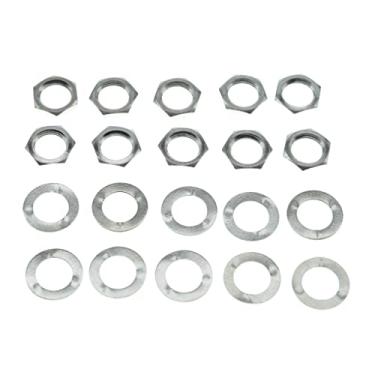 Imagem de KAISH 10 peças de latão American Thread Potenciômetro de 3/20.3 cm Porca sextavada Porca e arruelas para CTS Pots & Switchcraft e Macacos de Tom Puro Níquel