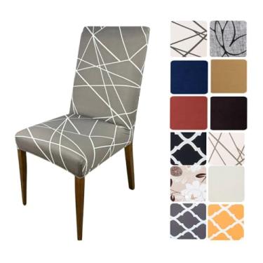 Imagem de Kit 6 Capas Cadeiras De Jantar Spandex Importado Elástico- Várias Estampas (Pântano Fundo Chumbo)