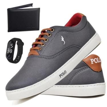 Imagem de Sapatênis Masculino Casual Confortável + Carteira + Relógio - Polo Blu