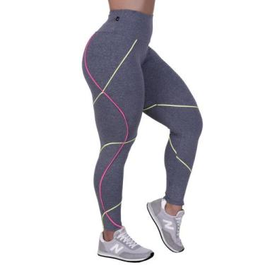 Imagem de Legging fitness feminina recortes cós alto modeladora suplex orbis - O