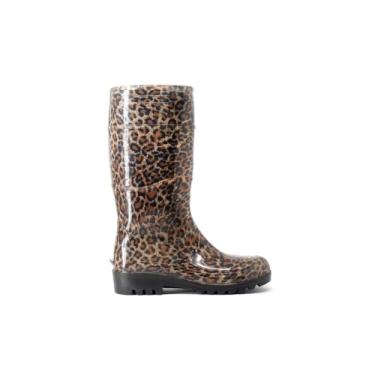 Imagem de Bota Galocha Feminina Onça Marrom Cano Longo Impermeável Pvc Baspan (Onça, BR, Adulto, Numérico, 34)