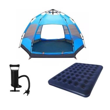 Imagem de Barraca Camping 5-8 Pessoas + Colchão Casal + Bomba Manual - OMEGA