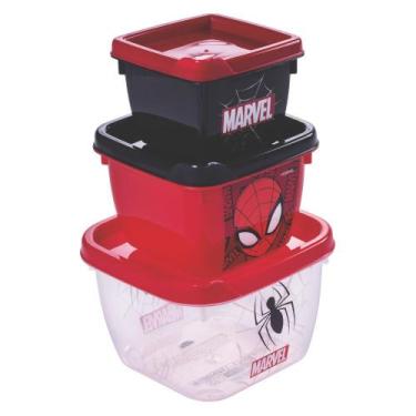 Imagem de Conjunto de pote quadrado Conect Homem Aranha Plasutil ref. 13494