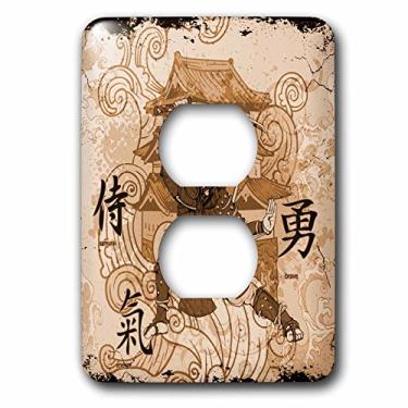 Imagem de 3dRose LLC lsp_152970_6 A Brown Tinged Samurai Warrior Against An Oriental Building with Oriental Writing. Capa de tomada com 2 plugues