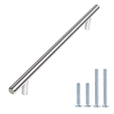 Imagem de Puxador de armário de aço inoxidável estilo slim moderno barra europeu, centro de 19 cm, diâmetro de 0,95 cm, 50 peças