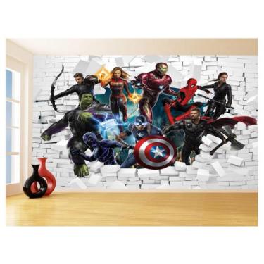 Imagem de Papel De Parede 3D Vingadores Entrando Quarto 3,5M Nhma109 - Você Deco