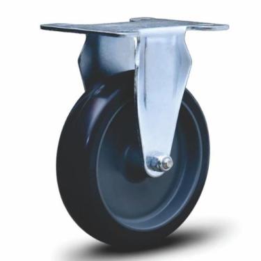 Imagem de Rodizio zincado colson base fixo 100mm borracha para carrinho mercado 