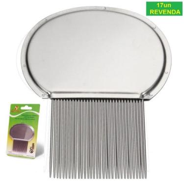 Imagem de Kit 17 Pente Fino Inox Piolho Aço Ferro Extrator Lêndeas Atacado - HtB