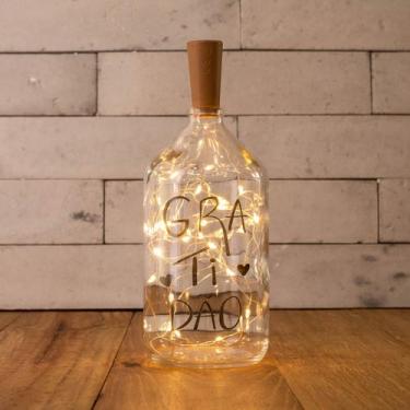 Imagem de Garrafa Vidro Luminária Decoração Frases Com Rolha Led - Maryland Deco