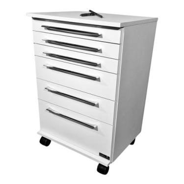 Imagem de Mesa Hospitalar Carrinho Auxiliar Mdf/ Rodas 49x72x39 - Deki Móveis