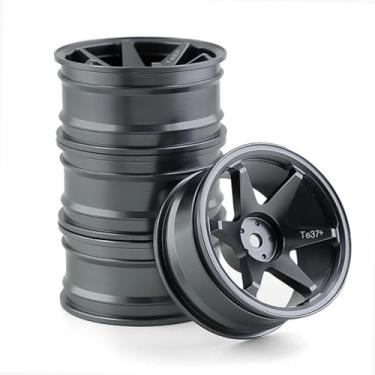 Imagem de Chanmoo 1/10 RC Beadlock Wheels Hubs 12mm Hex Alloy Rims for 1:10 Scale Rally Racing Car Tires Tamiya TT01 TT02 XV01 TA06 A959 PTG2 144001 HPI KYOSHO HSP PTG2 Drift On Road Tyres 4PCS (Titanium)