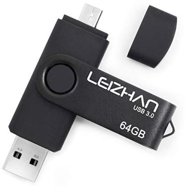 Imagem de leizhan Pen drive OTG USB de 64 GB para Samsung Galaxy S7/S6/S5/S4/S3/Xiaomi/Meizu/HTC/Nokia/Moto/Huawei, Micro-USB 3.0, preto