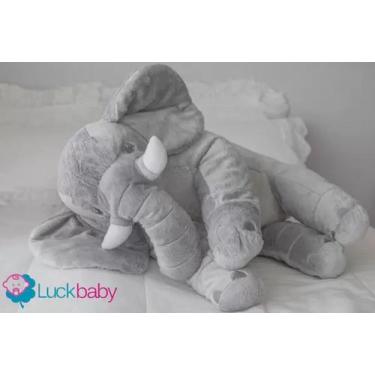 Imagem de Almofada Travesseiro Elefante Bebê Pelúcia Cinza 80cm - Lalu Enxovais,