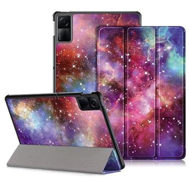 Imagem de Yiernuo Capa para tablet Xiaomi Redmi Pad SE 11 polegadas 2023, capa fina e leve de três dobras para PC com função despertar/hibernar automática, Galaxy