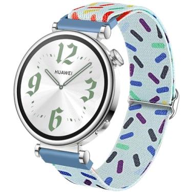 Imagem de DEALELE Pulseiras femininas compatíveis com Huawei Watch GT5 Pro de 42 mm/GT5 de 41 mm/GT4 de 41 mm/Garmin Venu 3S/Forerunner 265S/Fossil Gen 6, pulseira de nylon elástica colorida de 18 mm, azul
