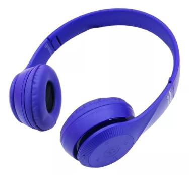 Imagem de Fone De Ouvido Headphone Bluetooth 5.0 Bateria Longa Duração Sem Fio Extra Bass Dobravel Para Treino, Academia, Trabalho (Azul 2)