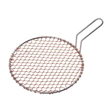 Imagem de Baoblaze Grelha de Malha para Churrasco de Cobre Multiuso Grelha Portátil Torrador Rack de Metal Ferramenta para Churrasco com Alça para Festas Acampamento Dom, 24,5 cm