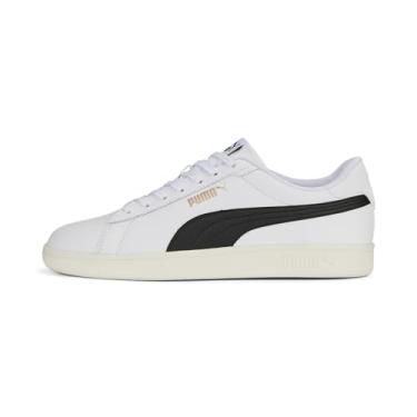 Imagem de PUMA Tênis masculino Smash 3.0, Puma branco-puma preto-puma dourado fosco marfim, 39