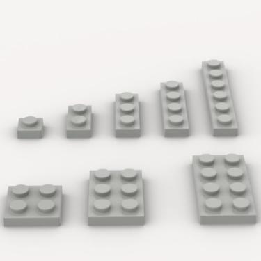 Imagem de Classic Building Plate Assortment Pack, 100Pcs Light Gray Bulk Plates with 8 Size Building Plate Base Plate, Compatible with Lego Parts and Pieces, Building Bricks, for Most Brands(Color:Light Gray)