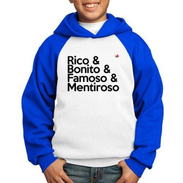Imagem de Moletom Infantil Rico & Bonito & Famoso & Mentiroso - Foca na Moda, Br
