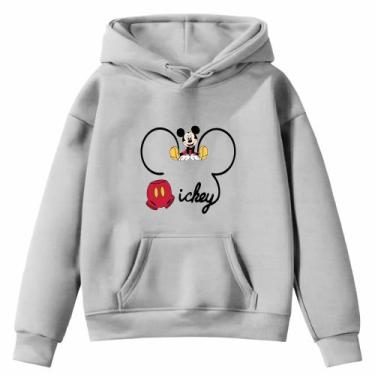 Imagem de Moletom Infantil Mi-Ckey Desenho Infância Reino Mágico Bolso Canguru C