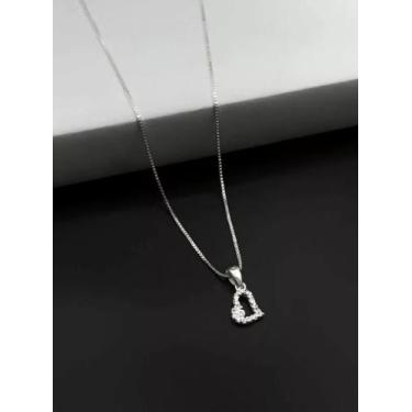 Imagem de Cordão Feminino Coração Cravejado - 100% Prata 950 - ToJoia18k