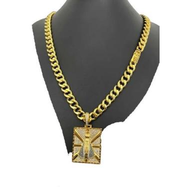Imagem de Corrente PitBull 10mm + Pingente Nossa Sra - Banhado a Ouro - ToJoia18