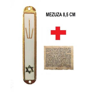 Imagem de Mezuzá Judaico Colorida BRANCA + Pergaminho - NACIONAL