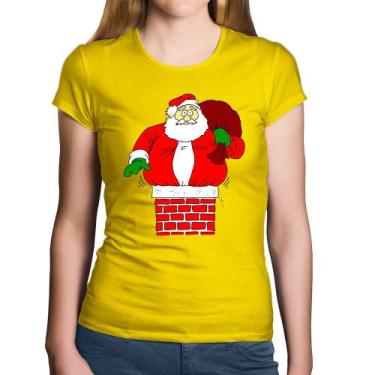 Imagem de Baby Look Algodão Papai Noel Chaminé - Foca na Moda, Amarelo, G