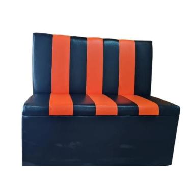 Imagem de Poltrona Sofá Booth Listras Verticais Preto e Laranja 1.20cm SKU230 - 