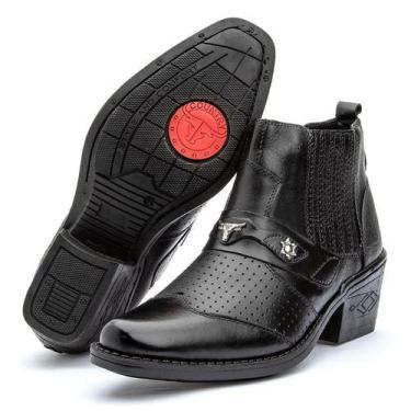 Imagem de Bota Masculina Texana Cano Curto em Couro IGO FRANCA, Preto, 42