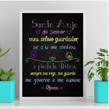 Imagem de Quadro Santo Anjo Do Senhor Colorido 24x18cm - com vidro - Quadros On-