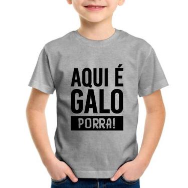 Imagem de Camiseta Infantil Aqui é galo  - Foca na Moda, Cinza, 4