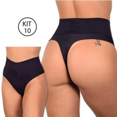 Imagem de KIT 10 Calcinhas Fio Duplo Com cós Duplo Alto tipo modeladora Não marc