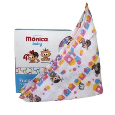 Imagem de Kit 5 Unidades De Fraldas De Pano Turma da Mônica Bebê Luxo - Incomfra