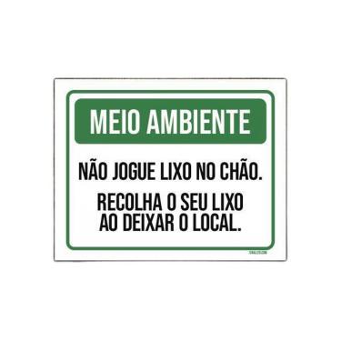 Imagem de Placa Meio Ambiente Não Jogue Lixo No Chão 18X23