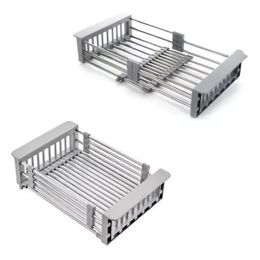 Imagem de Escorredor de Pia Extensível Escorre Louça, Lava Frutas, Verduras e Legumes