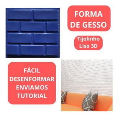 Imagem de Forma De Gesso Tijolinho Liso 3d 30x30cm Formas p/ Gesso Decoração 3D 
