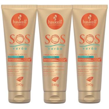 Imagem de Kit 3 Creme Pré e Pós-Sol Haskell S.O.S Verão 240g Proteção Solar