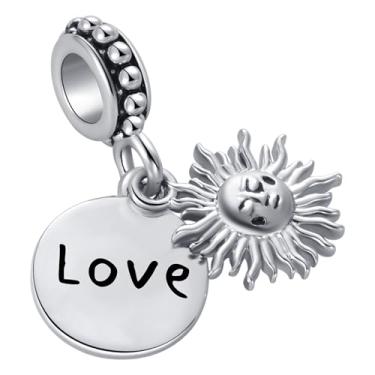 Imagem de MiiFort Pingente duplo com pingente de nascer do sol com palavra inspiradora compatível com pulseiras Pandora Charms, One Size, Cobre, Sem Pedra Preciosa