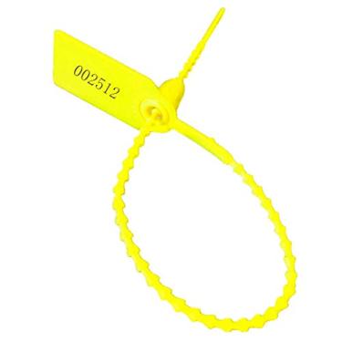 Imagem de XF-Vel Selos de Segurança de Plástico Pull-Tite de 250 Mm, Etiquetas de Remessa, Sinalização Descartável Numerada (Pacote com 100) (Amarelo)